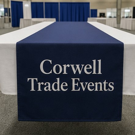 Customized table runners for trade shows and exhibitions